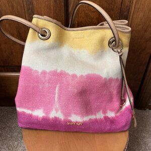 Calvin Klein Reversible Tote Bag - (1) Yellow, Ivory, Pink & Fuchsia & (2) Tan